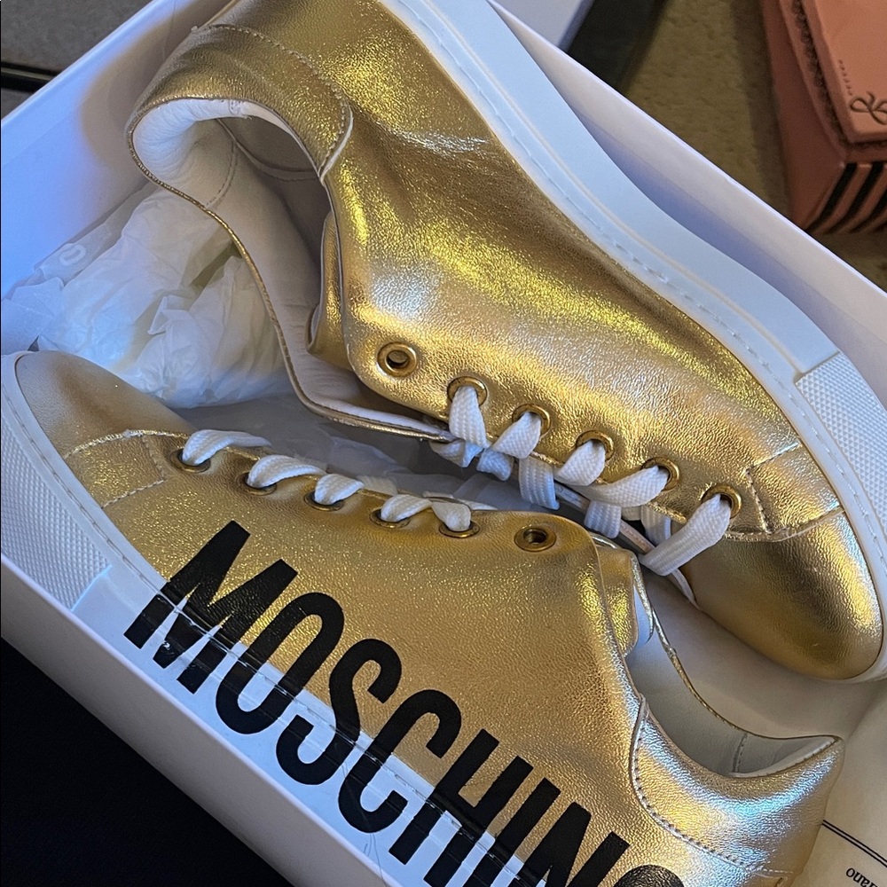 Moschino Metallic Gold Sneakers